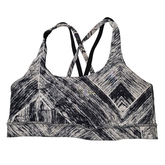 Lululemon 8 Black Grey Energy Sports Bra Strappy Race Back Gym Yoga - Picture 1 of 5